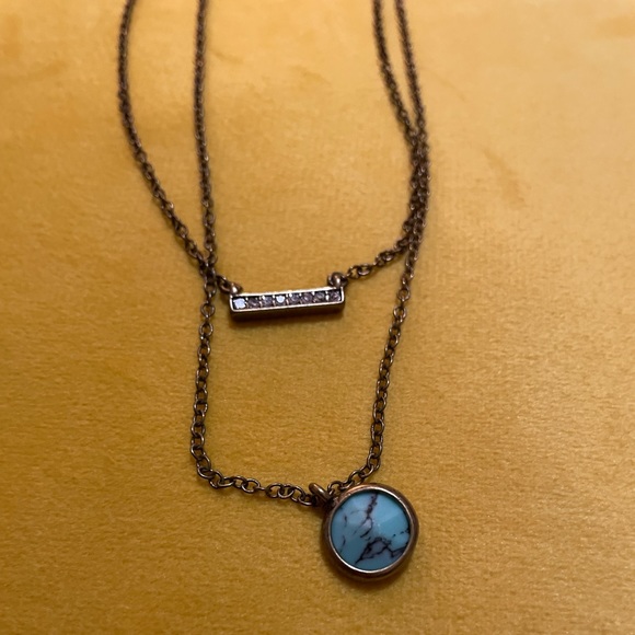 Chloe + Isabel for Birchbox turquoise-colored stone and rhinestone necklace NWT - Picture 4 of 7